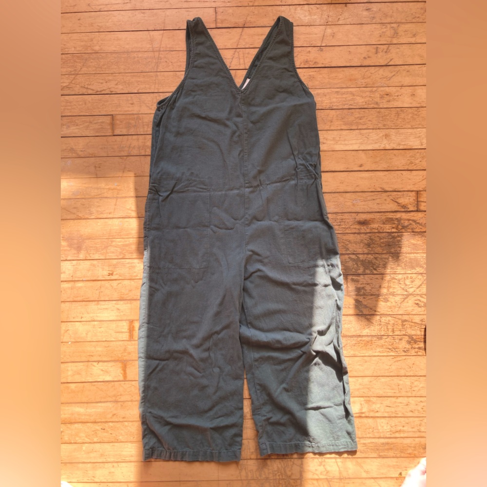 Olive Green Linen Jumpsuit